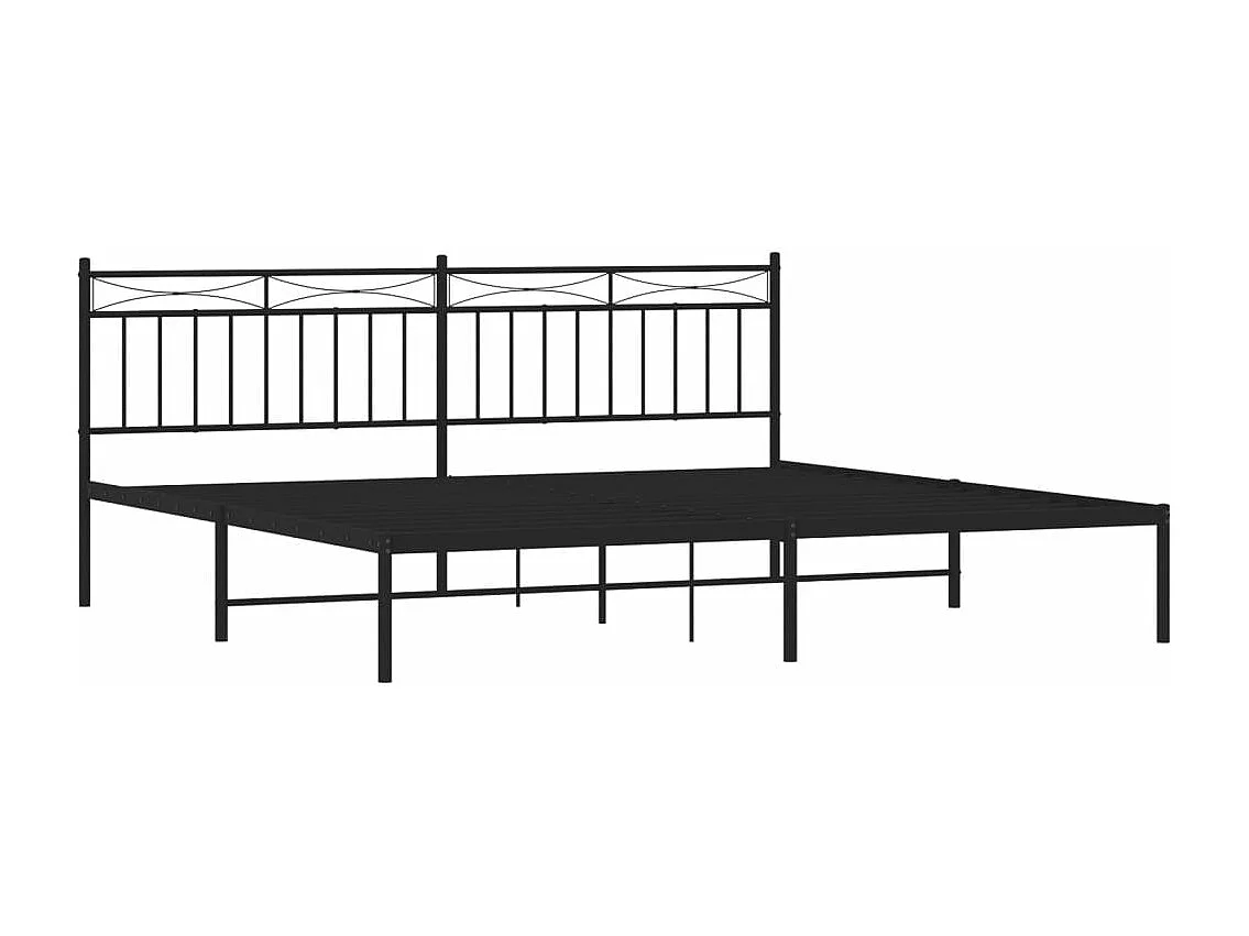 Cadre de lit métal avec tête de lit noir 193x203