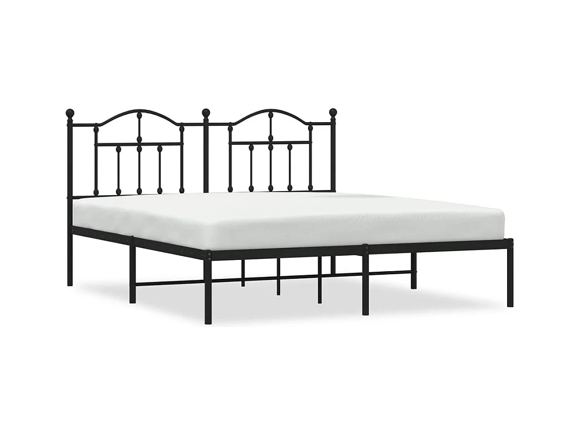 Cadre de lit métal avec tête de lit noir 183x213