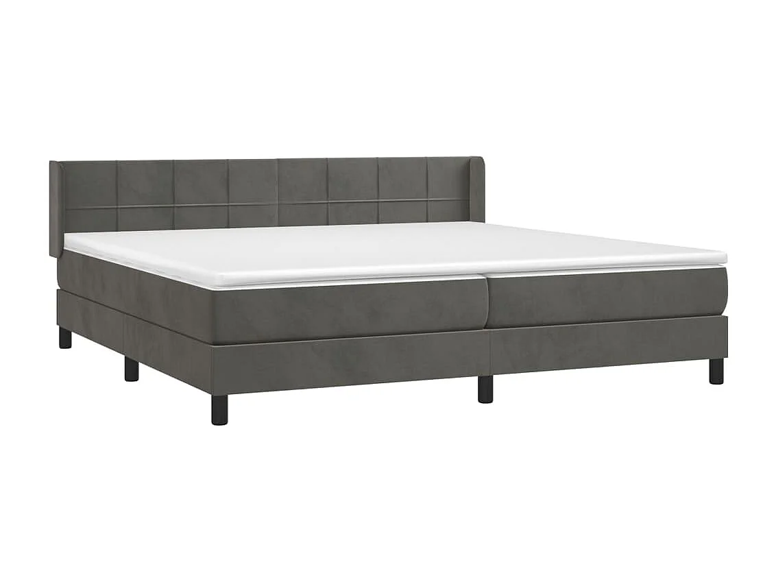 Sommier à lattes de lit et matelas Gris foncé 200x200 Velours