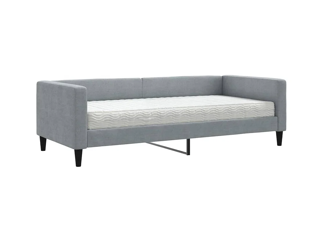 Lit de jour avec matelas gris clair 90x200 tissu