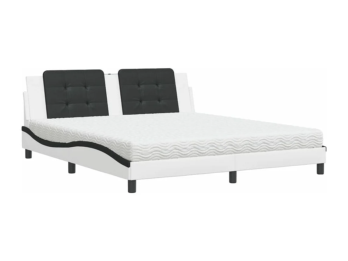 Lit avec matelas blanc et noir 180x200 similicuir