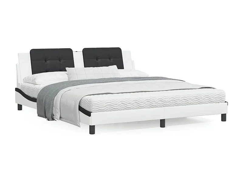 Lit avec matelas blanc et noir 180x200 similicuir