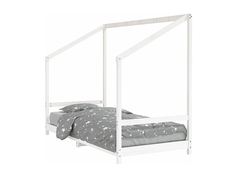 Cadre de lit pour enfants blanc 90x200 bois de pin massif