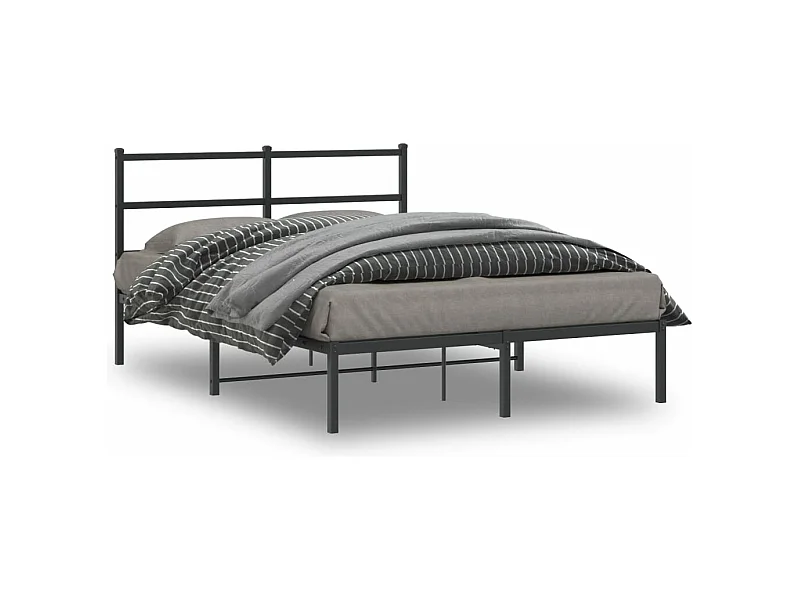 Cadre de lit métal avec tête de lit noir 140x190