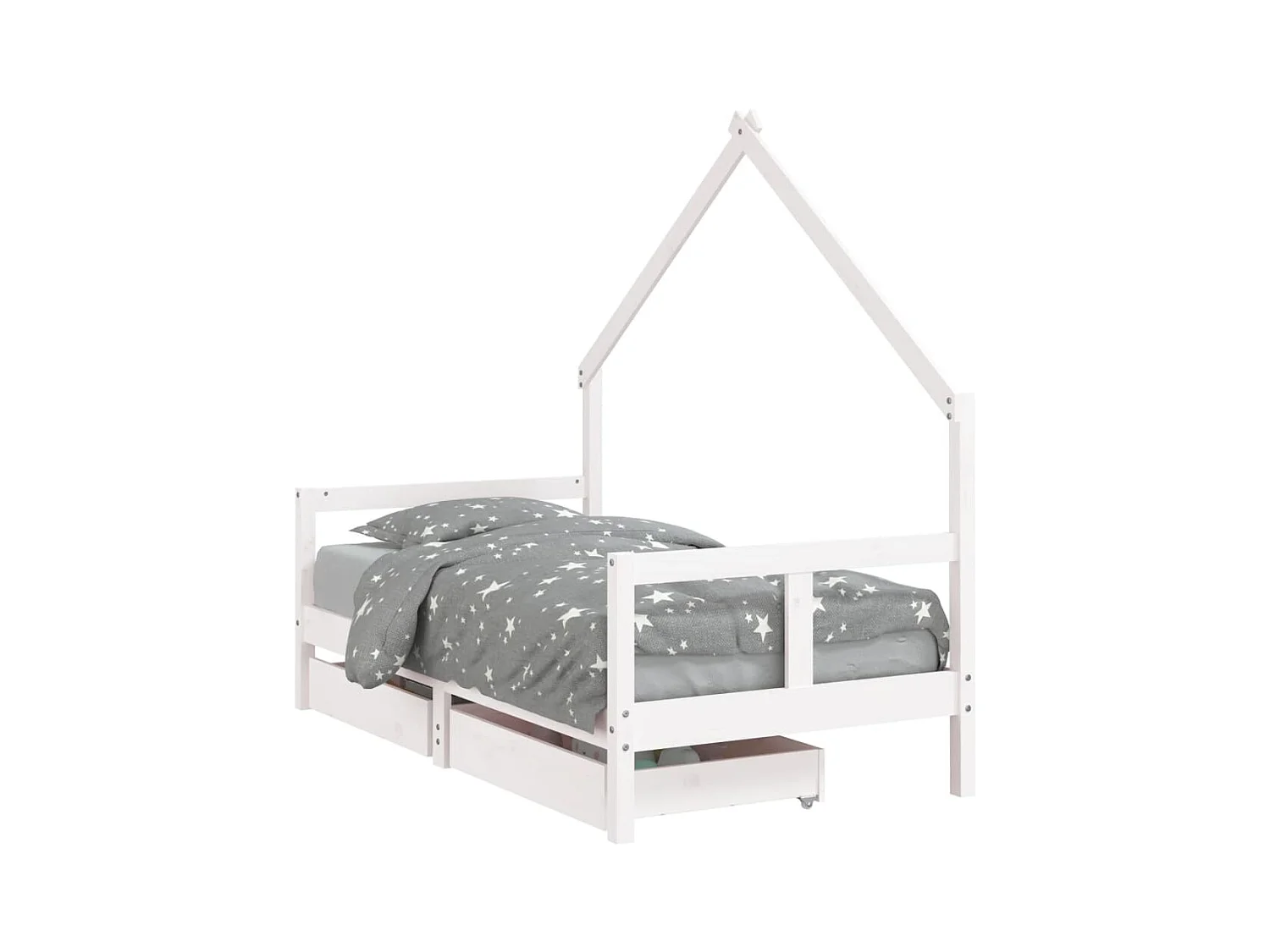 bedframe met lades 80x160 cm massief grenenhout wit