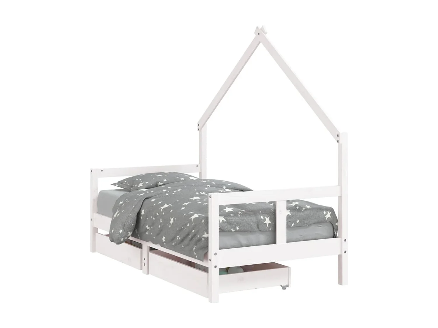 bedframe met lades 80x160 cm massief grenenhout wit