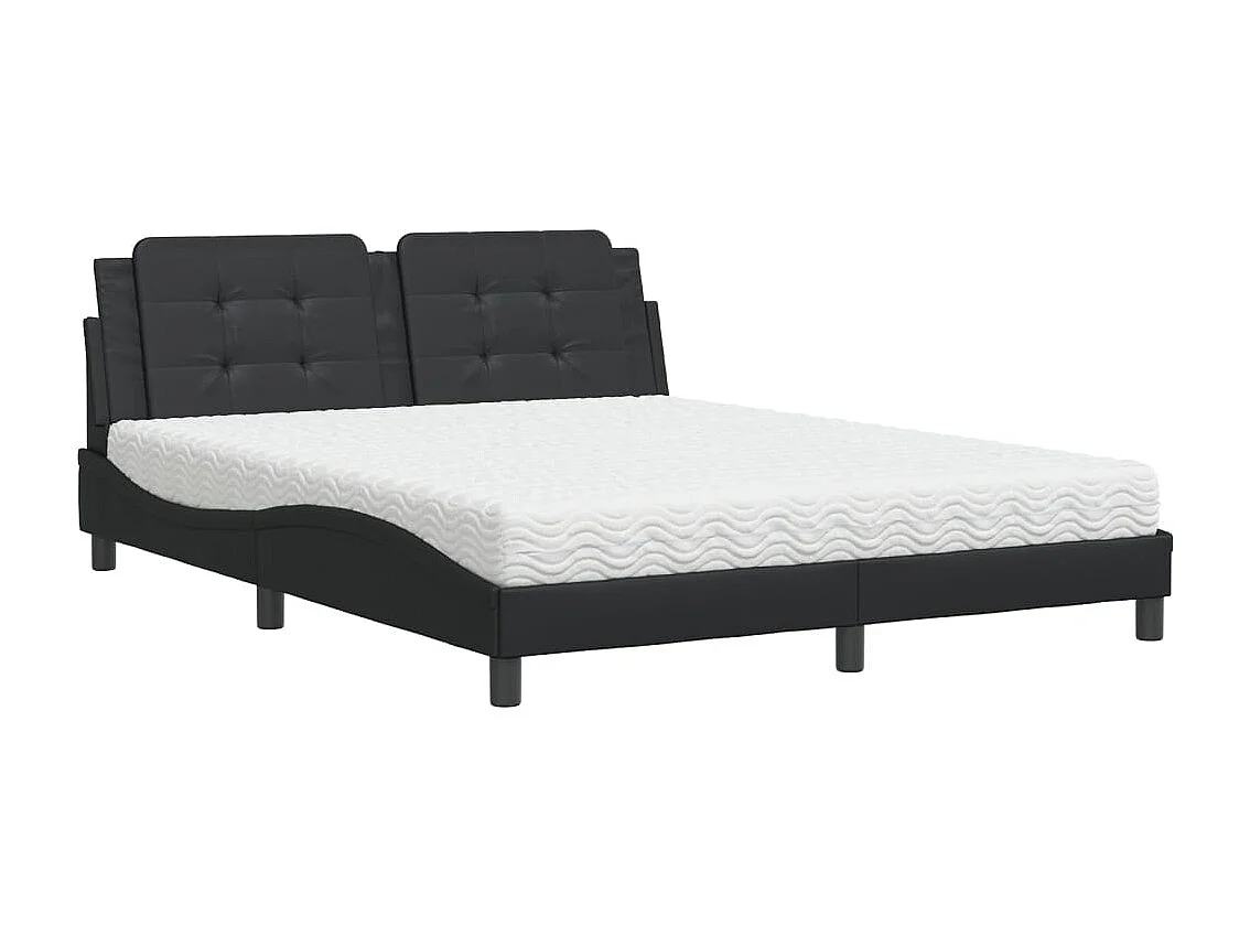Lit avec matelas noir 160x200 similicuir