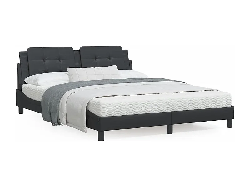Lit avec matelas noir 160x200 similicuir