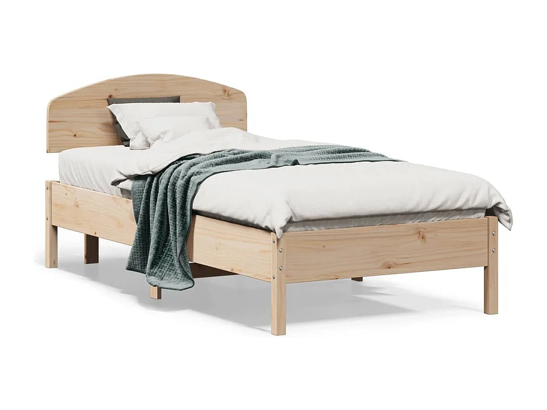 Cadre de lit avec tête de lit 75x190 bois de pin massif