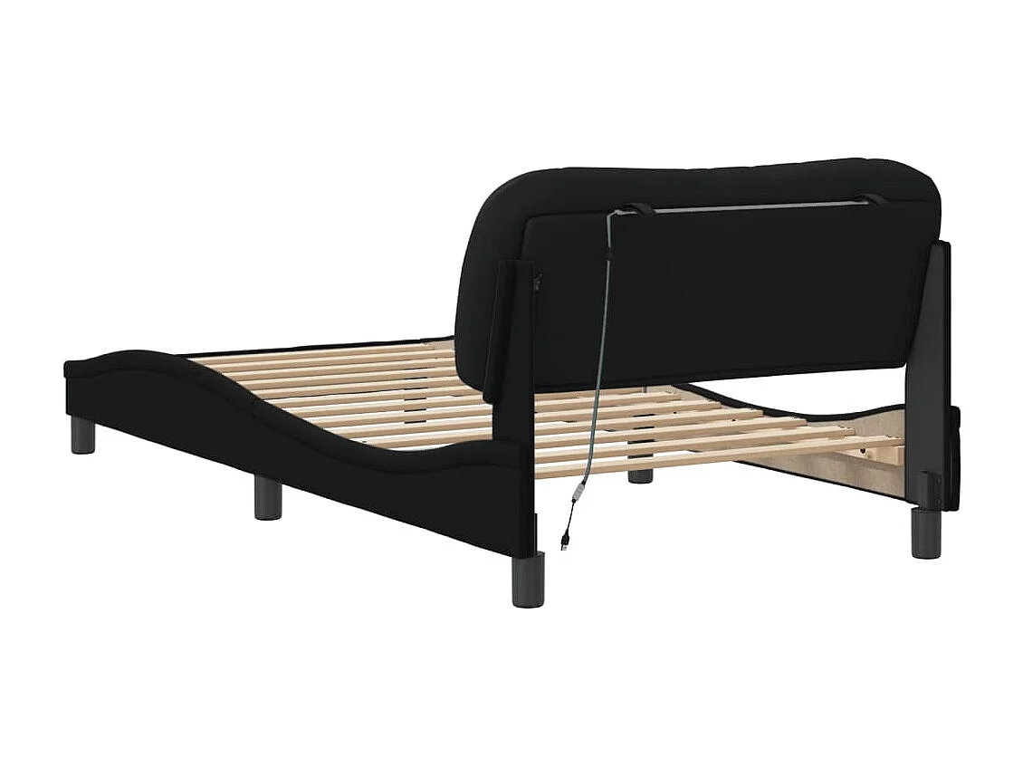 Cadre de lit avec lumières LED noir 100x200 tissu