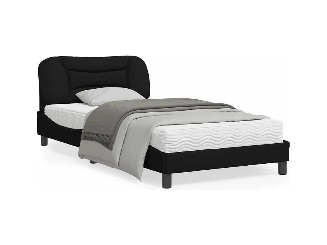 Cadre de lit avec lumières LED noir 100x200 tissu