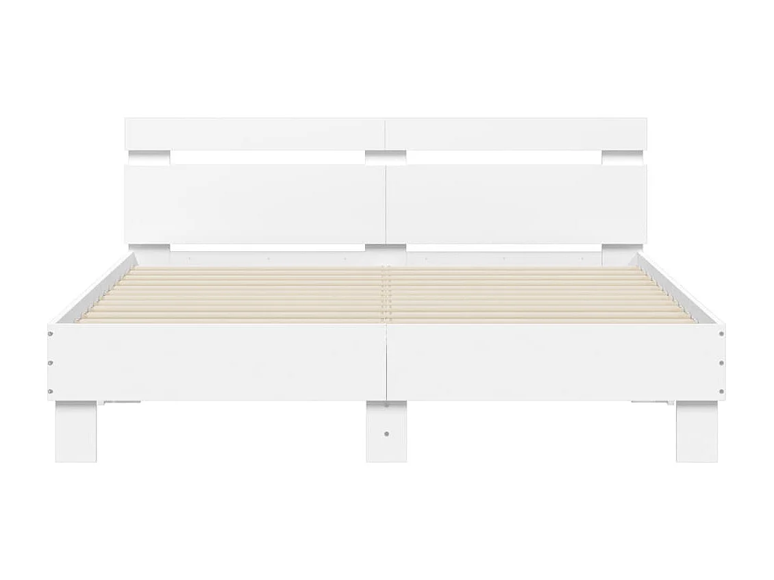 Cadre de lit avec tête de lit blanc 150x200 bois d'ingénierie
