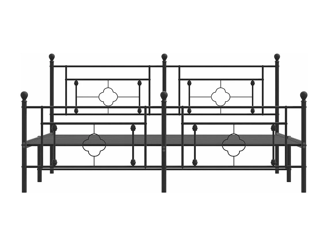 Cadre de lit métal avec tête de lit-pied de lit noir 183x213