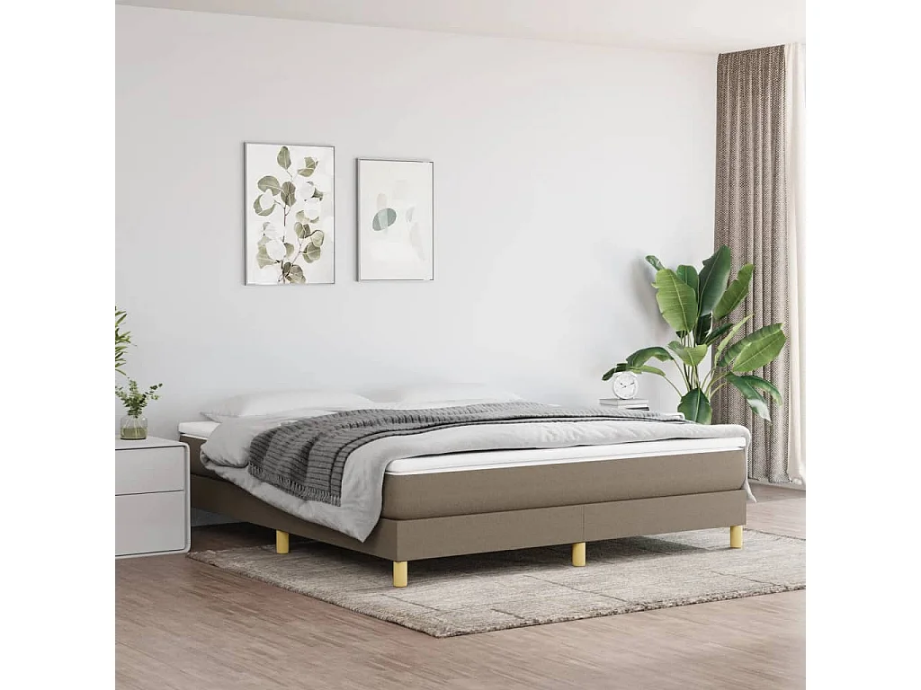 Sommier à lattes de lit avec matelas Taupe 180x200 Tissu