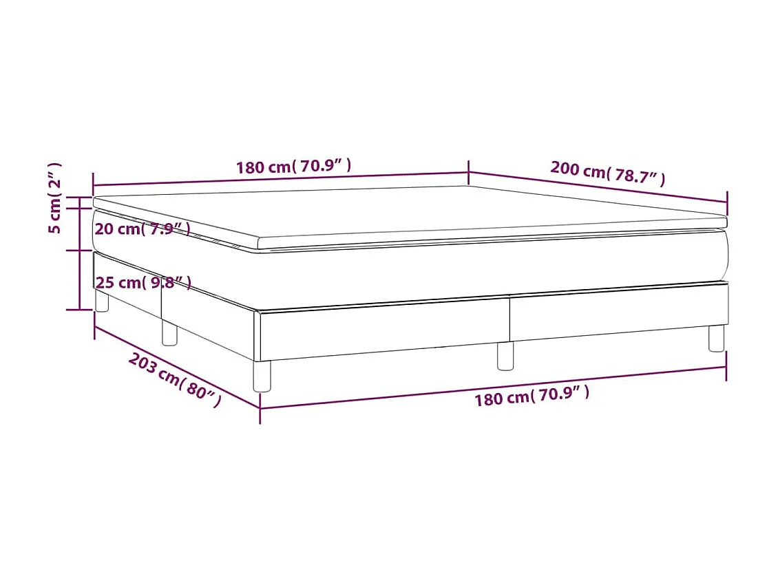 Sommier à lattes de lit avec matelas Taupe 180x200 Tissu