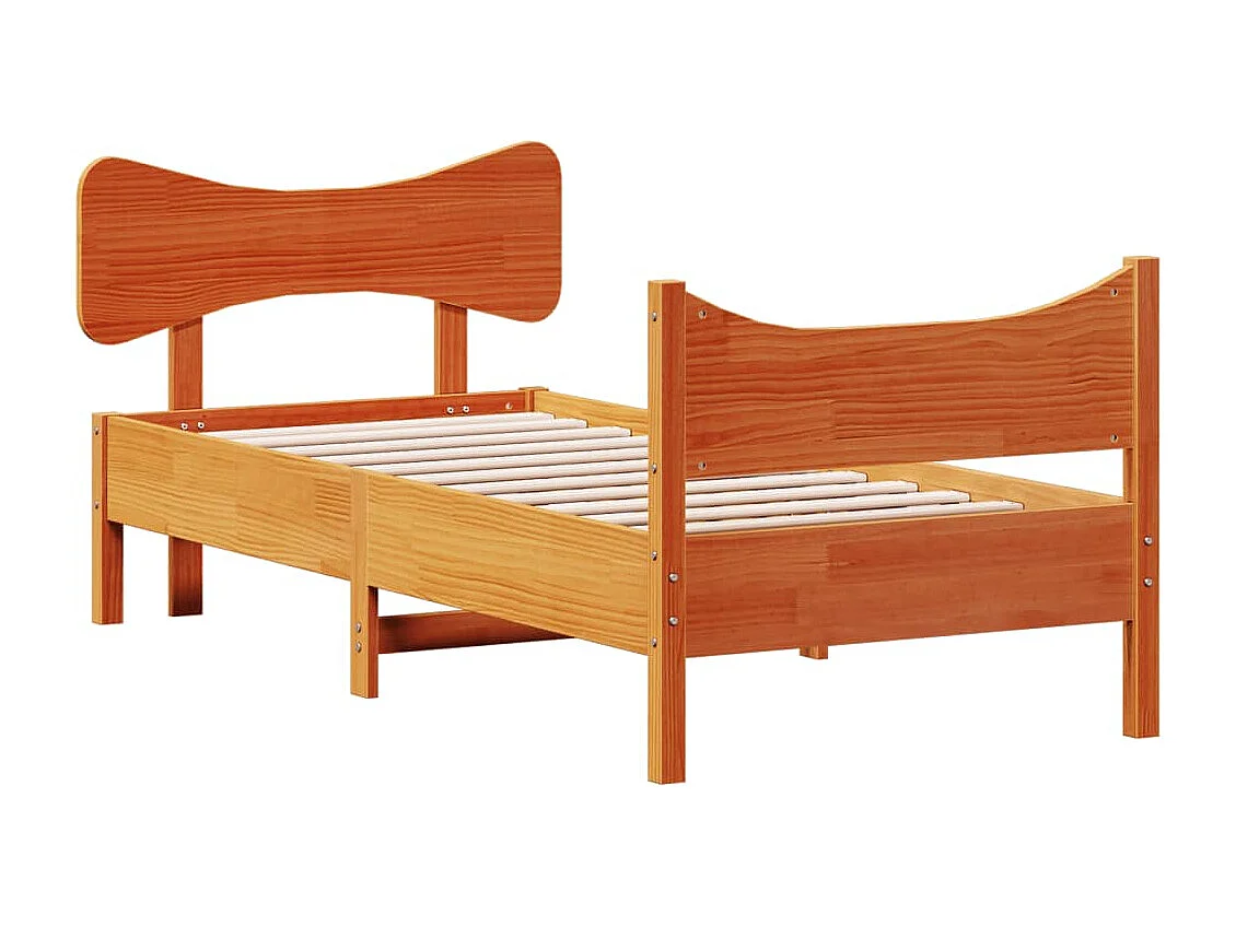 Cadre de lit avec tête de lit marron 75x190 bois de pin