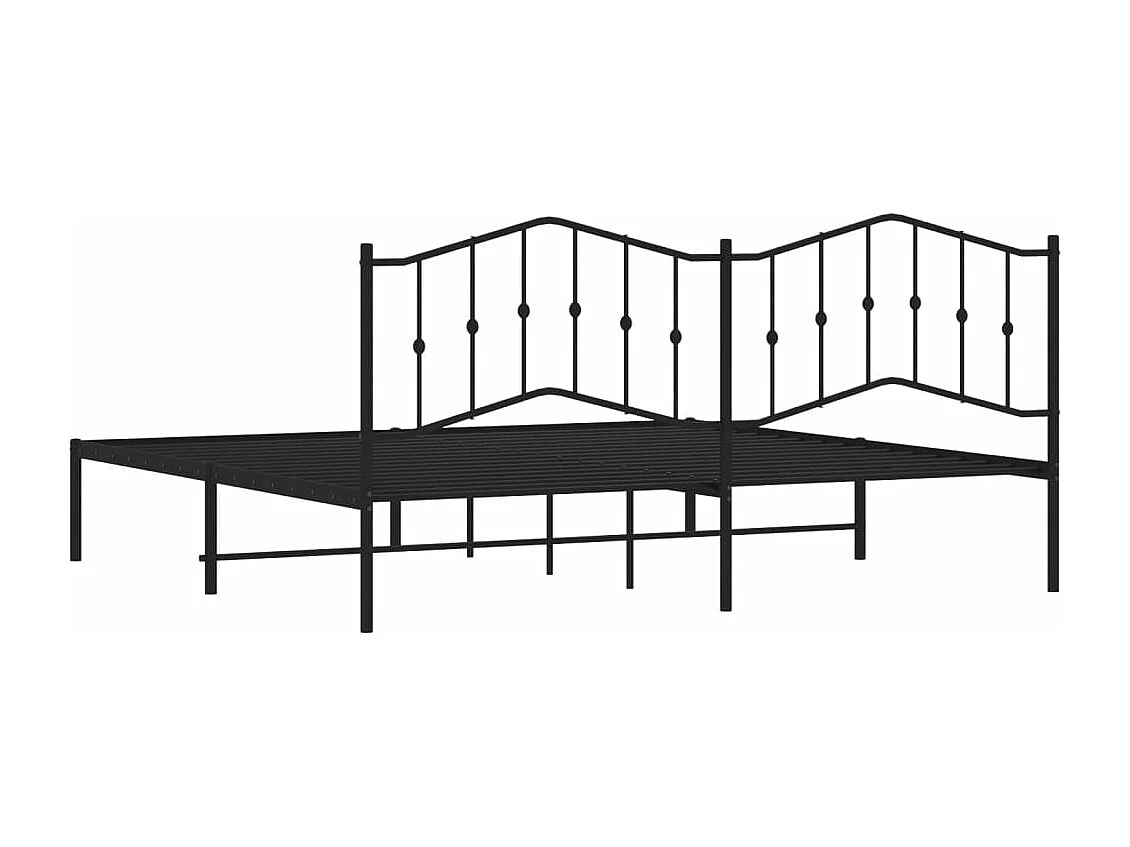 Cadre de lit métal avec tête de lit noir 193x203