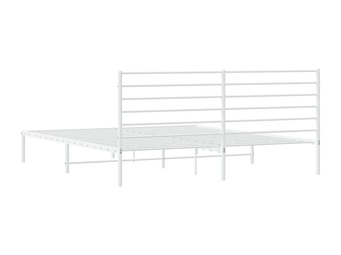 Cadre de lit métal avec tête de lit blanc 183x213