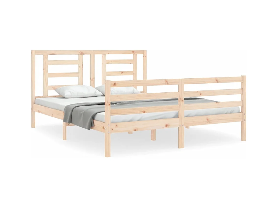 Cadre de lit avec tête de lit 160x200 bois massif