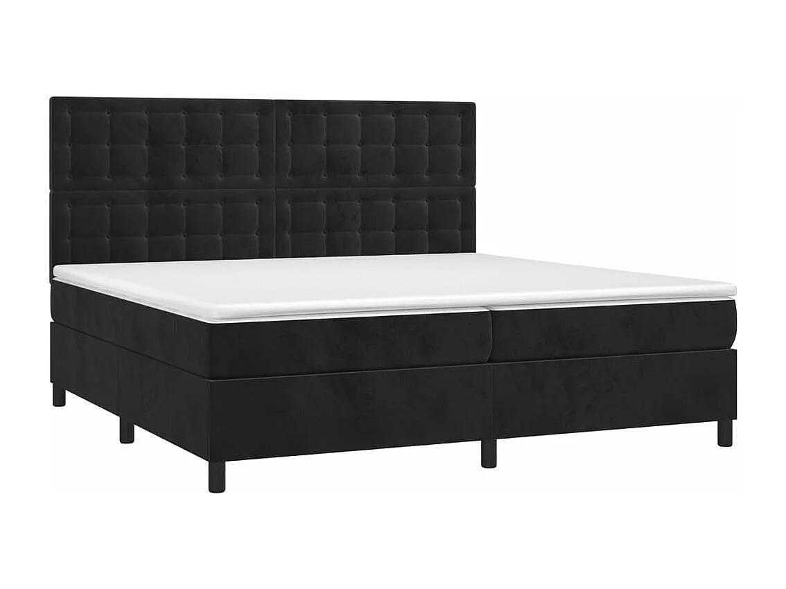 Lit à sommier tapissier et matelas Noir 200x200 Velours 2