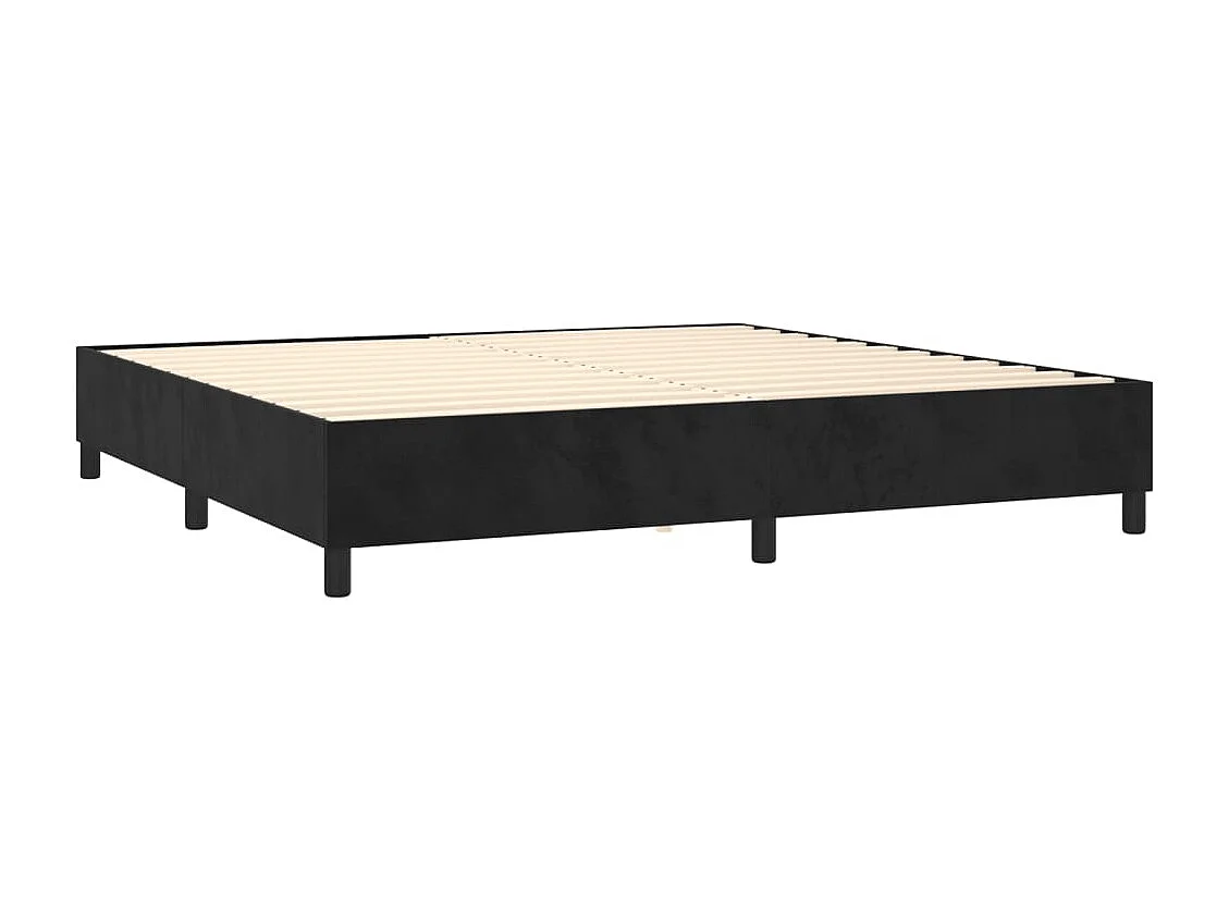 Lit à sommier tapissier et matelas Noir 200x200 Velours 2