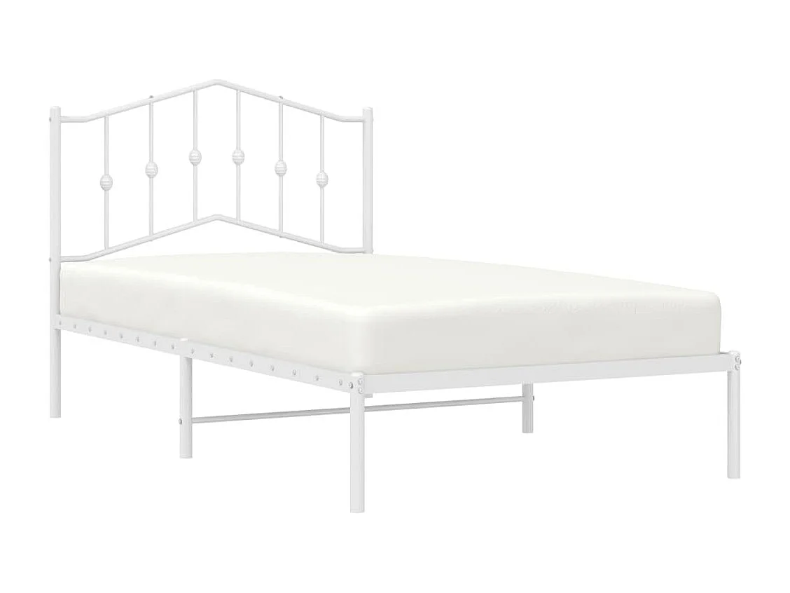 Cadre de lit métal avec tête de lit blanc 100x190