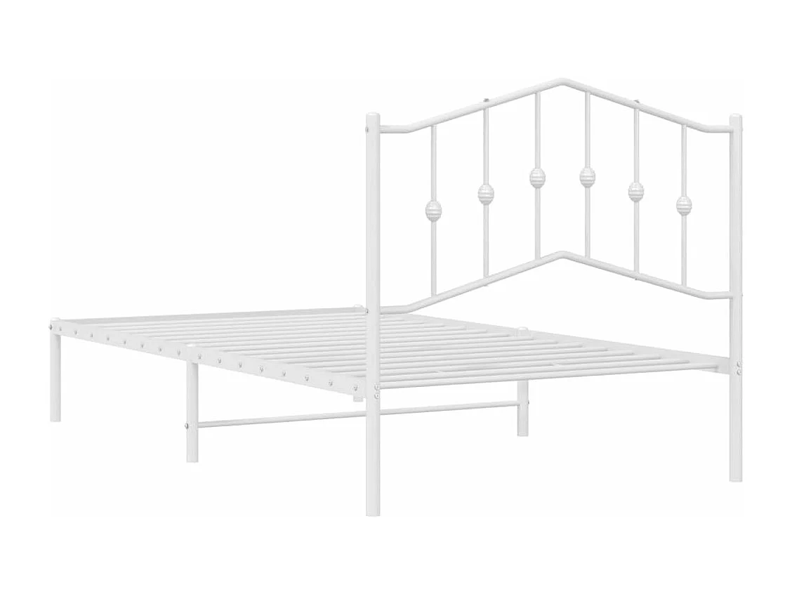Cadre de lit métal avec tête de lit blanc 100x190