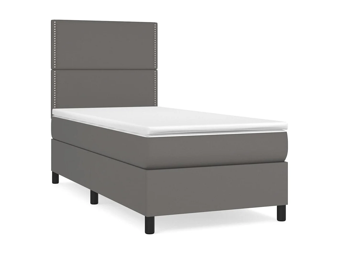 Sommier à lattes de lit avec matelas Gris 100x200 Similicuir