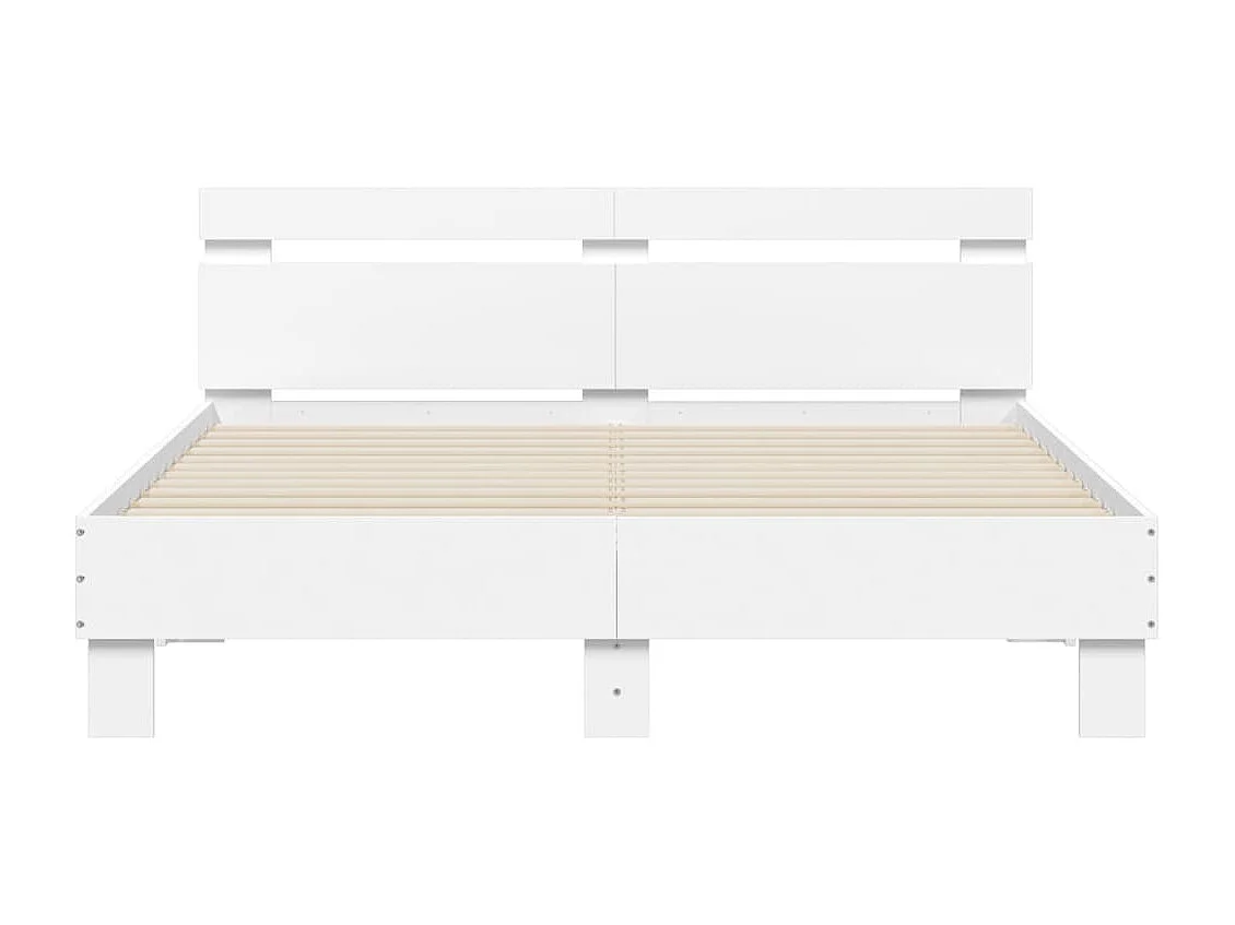 Cadre de lit avec tête de lit et LED blanc 150x200