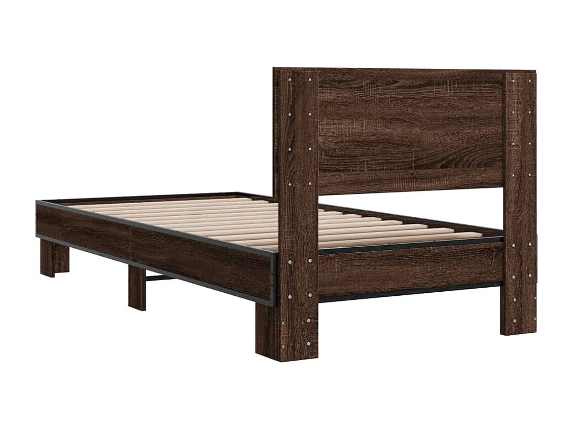 Cadre de lit chêne marron 75x190 bois d'ingénierie et métal