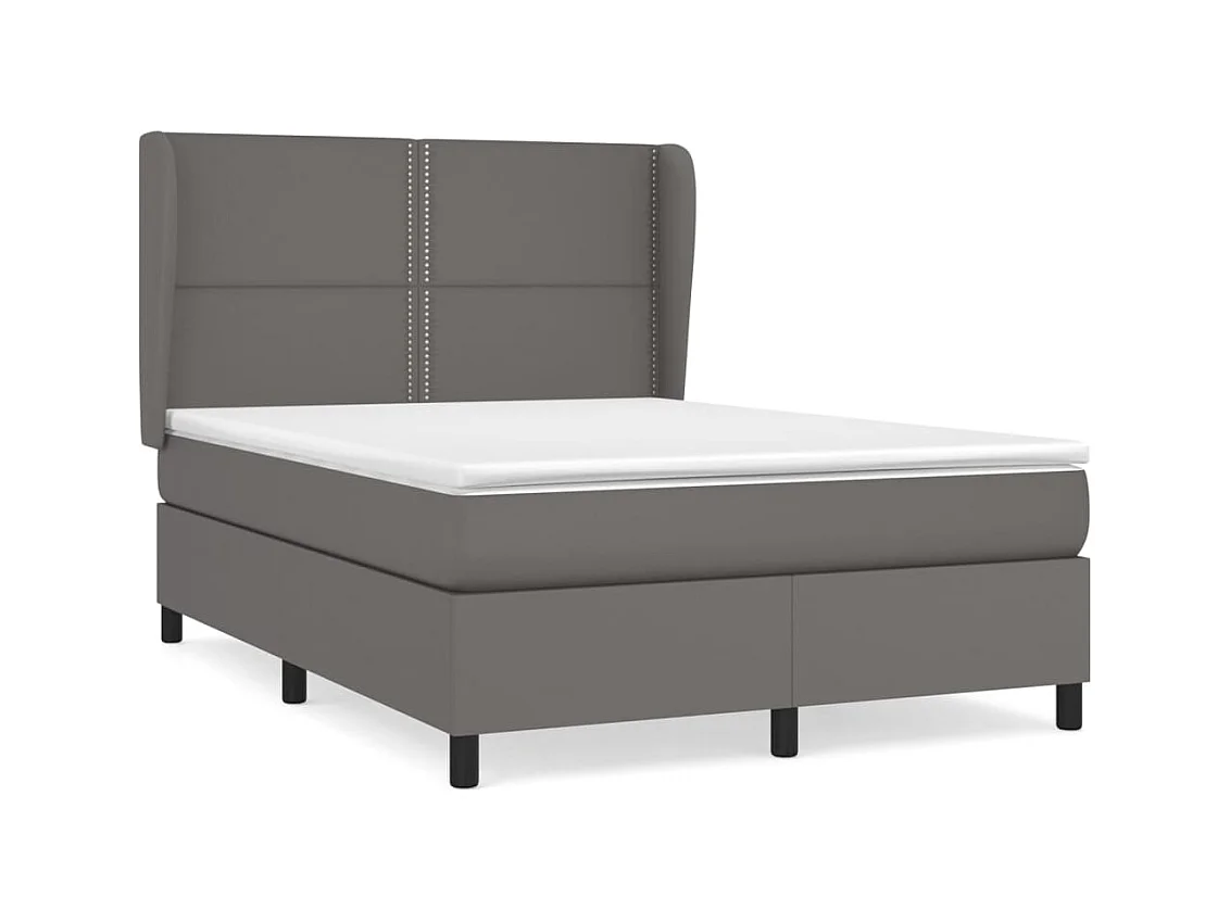 Sommier à lattes de lit avec matelas Gris 140x190 Similicuir