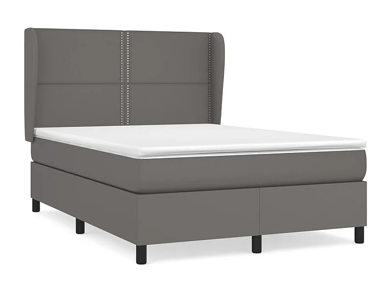 Sommier à lattes de lit avec matelas Gris 140x190 Similicuir