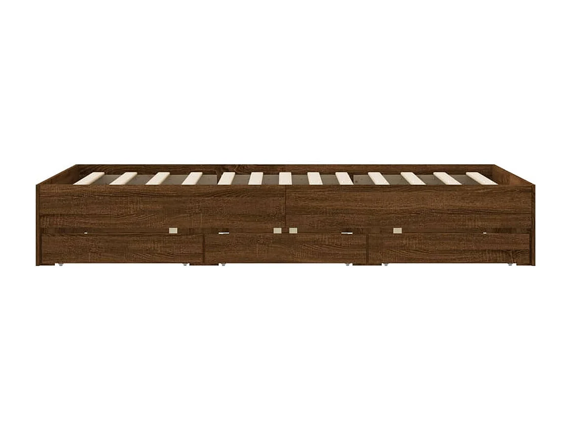 Cadre de lit et tiroirs chêne marron 120x190 bois ingénierie