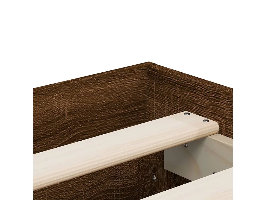 Cadre de lit et tiroirs chêne marron 120x190 bois ingénierie