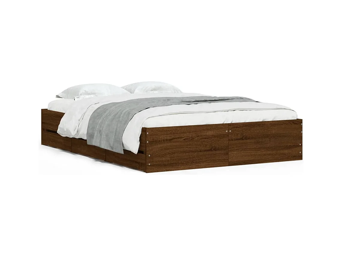 Bedframe met lades bewerkt hout bruin eikenkleur 120x190 cm