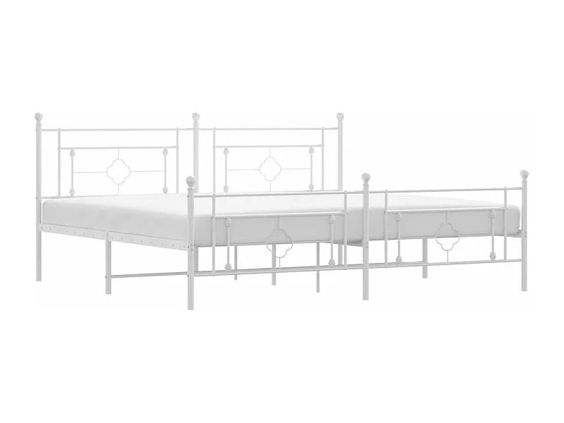Cadre de lit métal avec tête de lit-pied de lit blanc 193x203