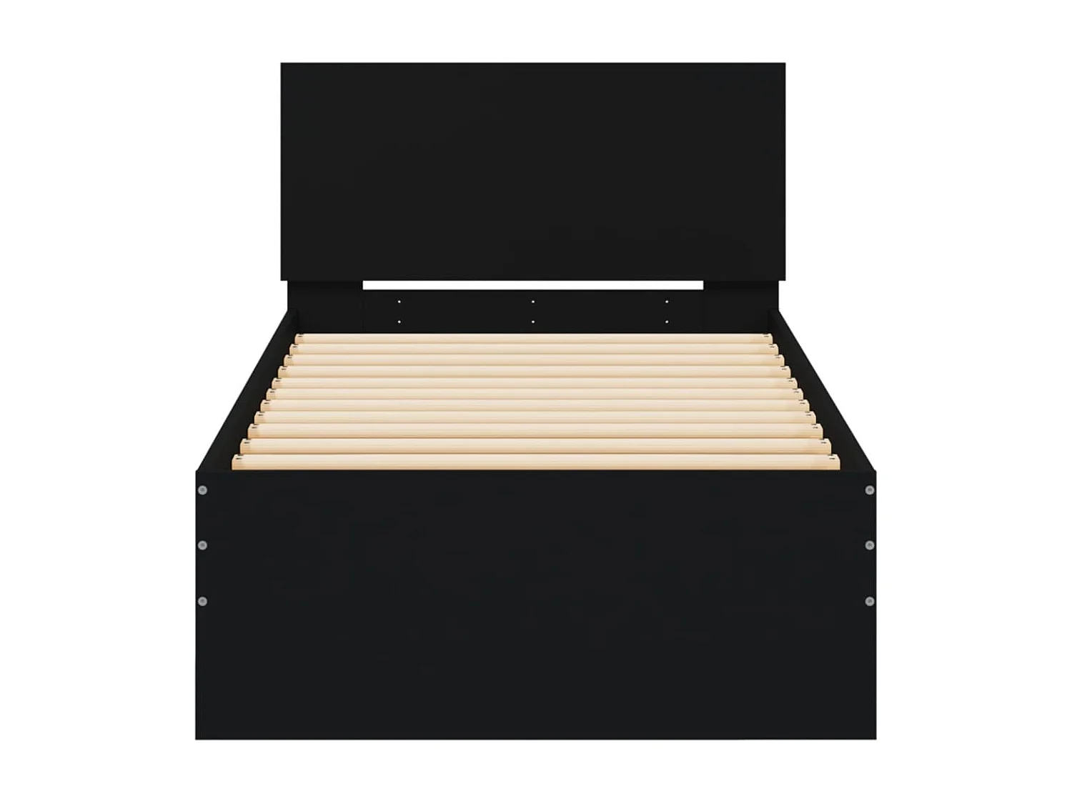 Cadre de lit avec tête de lit noir 90x200 bois d'ingénierie