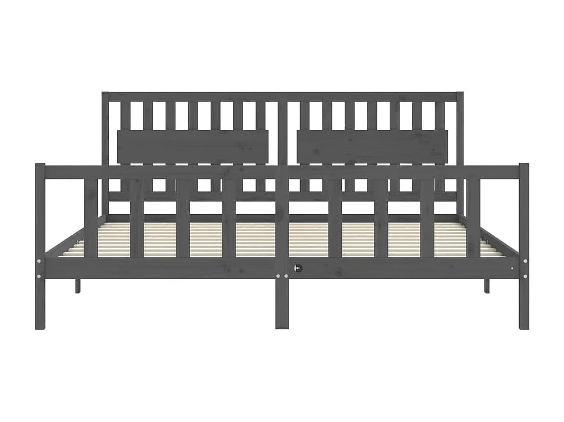 Cadre de lit avec tête de lit gris 200x200 bois massif