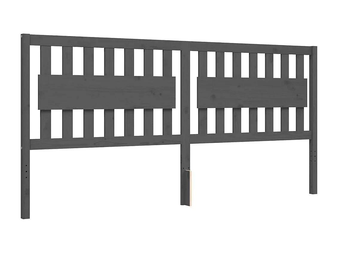 Cadre de lit avec tête de lit gris 200x200 bois massif