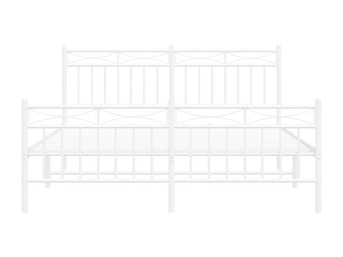 Cadre de lit métal avec tête de lit-pied de lit blanc 150x200