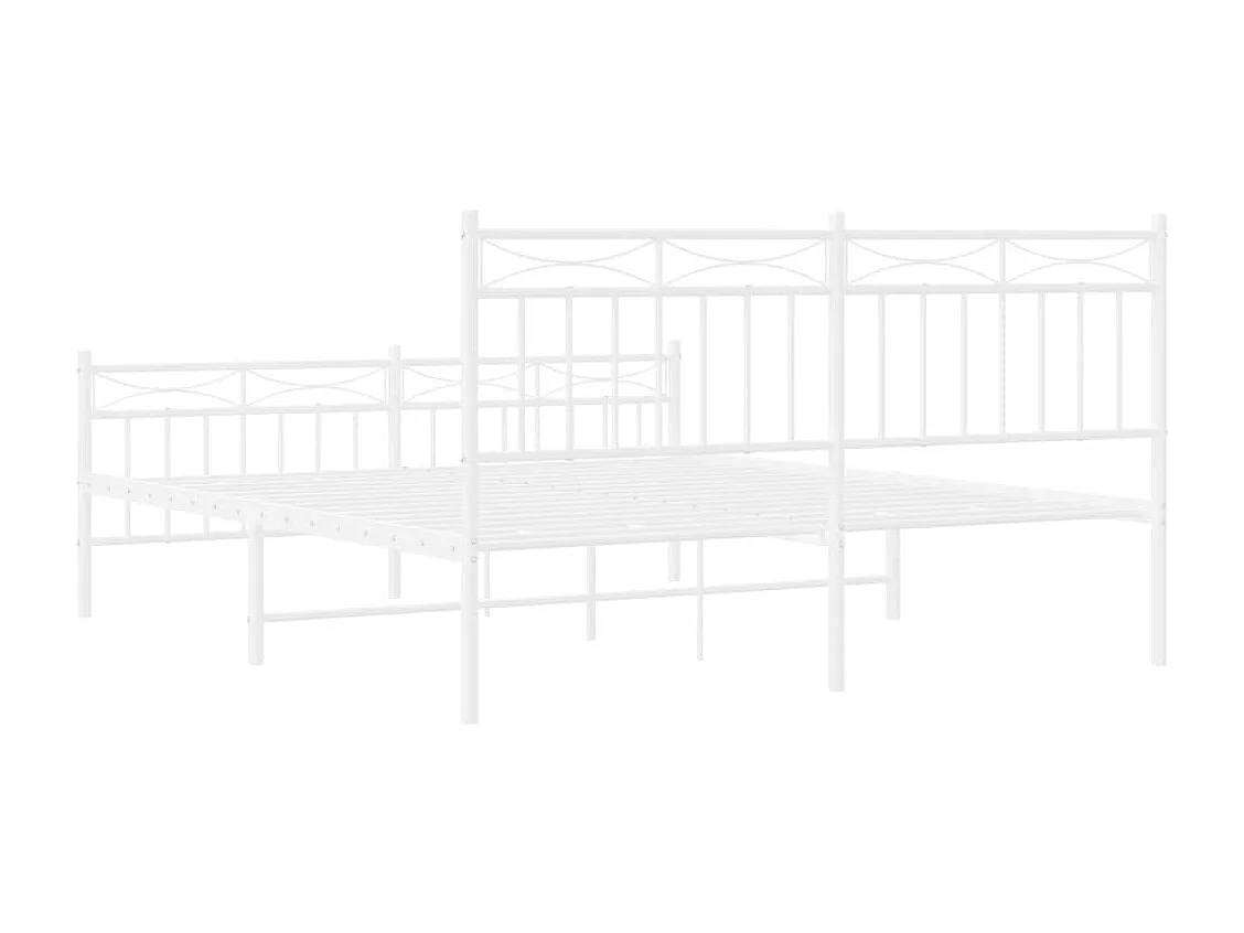 Cadre de lit métal avec tête de lit-pied de lit blanc 150x200