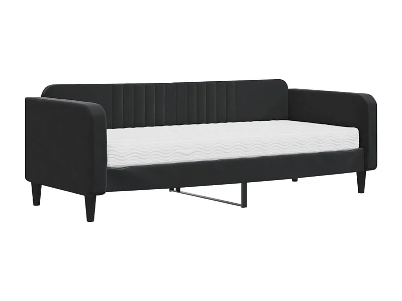 Lit de jour avec matelas noir 90x200 velours