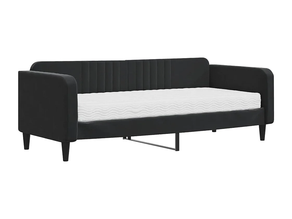 Lit de jour avec matelas noir 90x200 velours