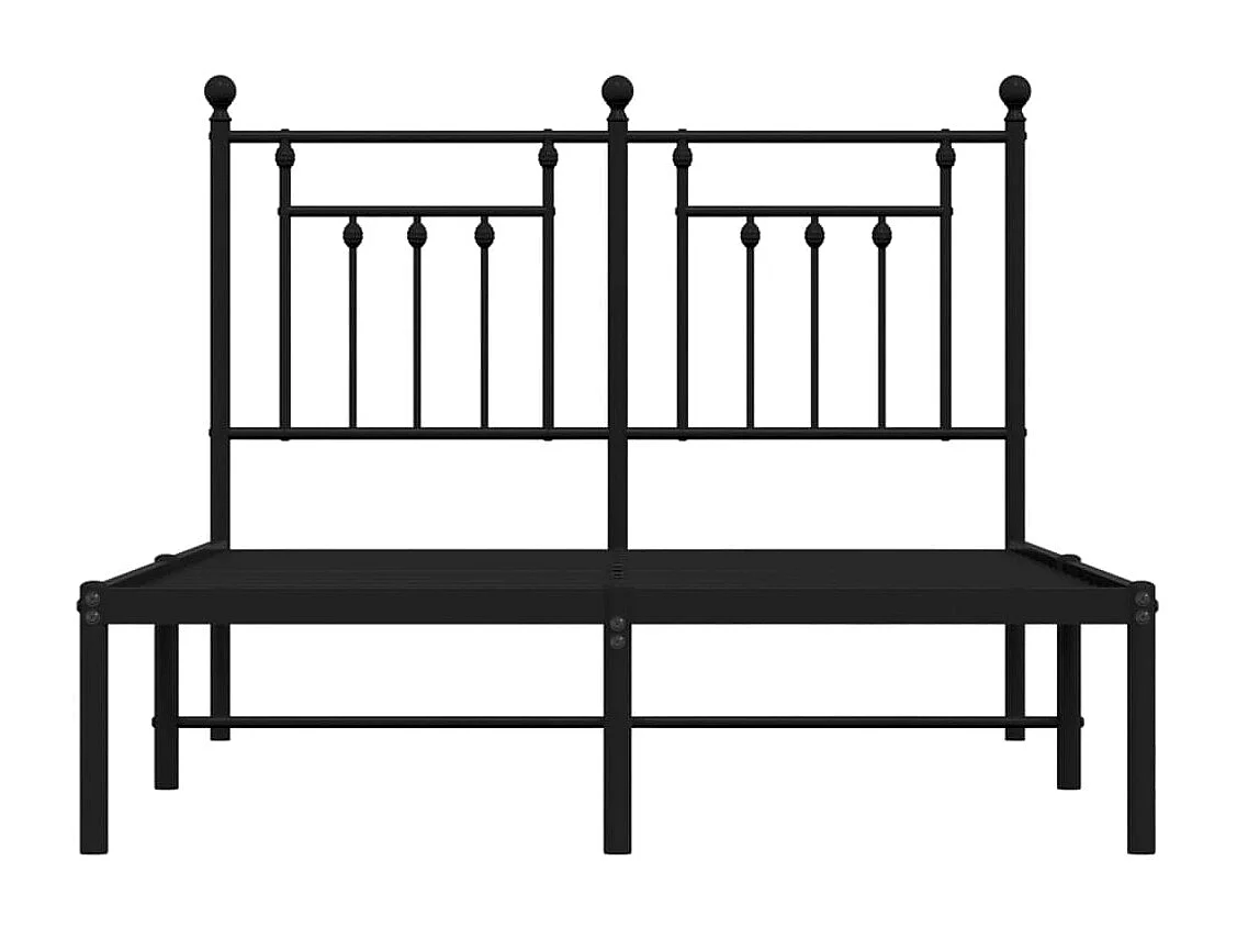 Cadre de lit métal avec tête de lit noir 120x190