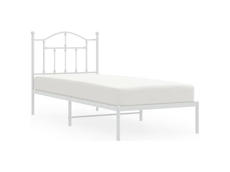 Cadre de lit métal avec tête de lit blanc 90x200