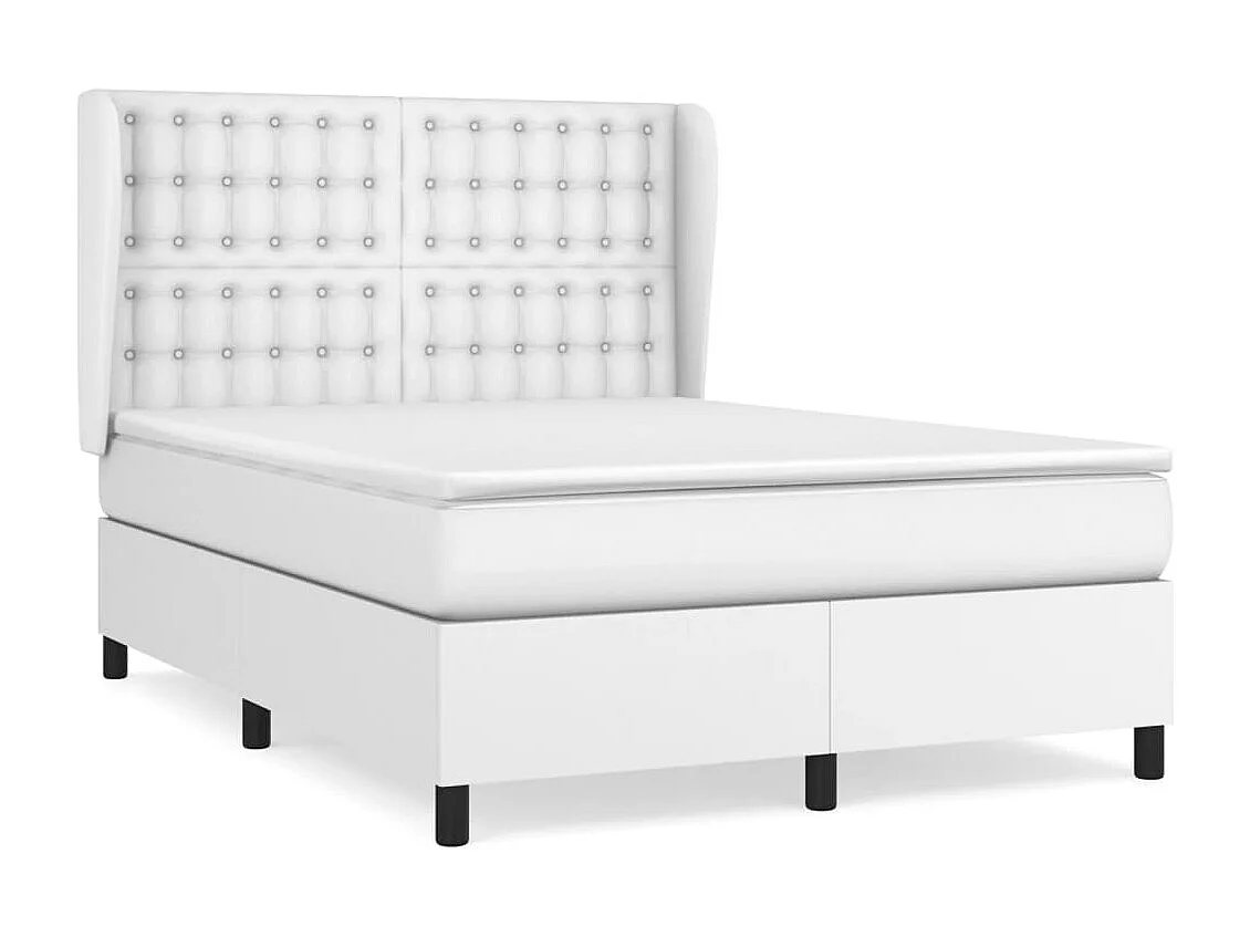 Sommier à lattes de lit avec matelas Blanc 140x200 Similicuir