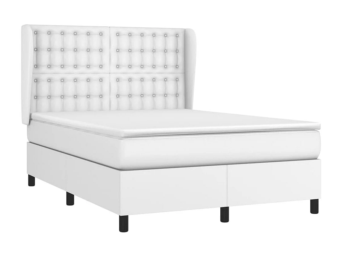 Sommier à lattes de lit avec matelas Blanc 140x200 Similicuir