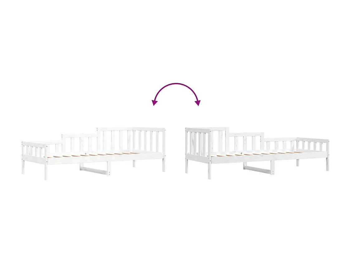 Lit de jour Blanc 80x200 Bois de pin massif