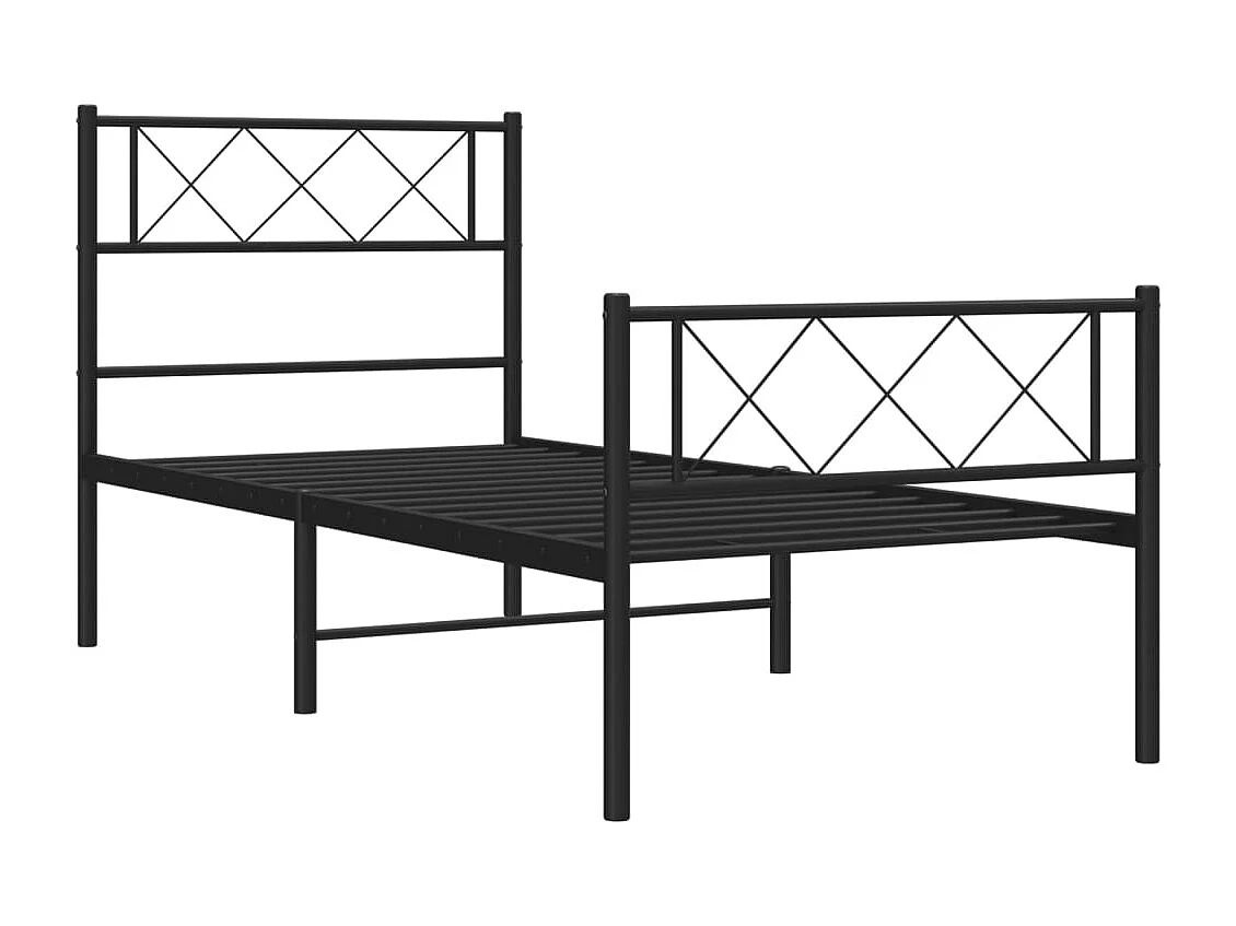 vidaXL Estructura de cama con cabecero y estribo metal negro 90x190 cm