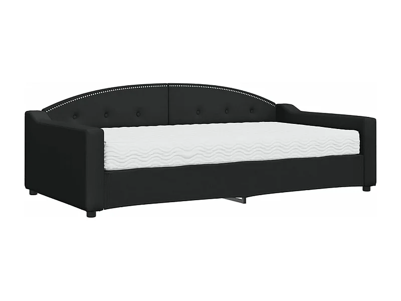 Lit de jour avec matelas noir 100x200 tissu